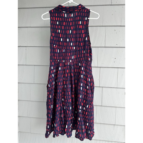 11 1 TYLHO Anthropologie "Brynn" Dress Button Front Blue Red ALine Sleeveless M - Picture 6 of 6
